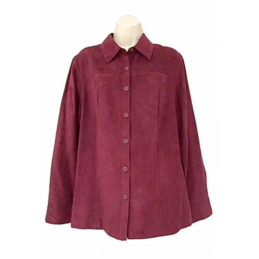 CROFT & BARROW Sz M Merlot Col Faux Suede Jacket